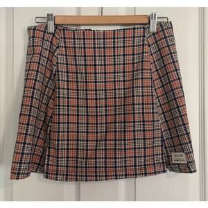Urban Outfitters Plaid Academia Skirt Orange Blue Medium